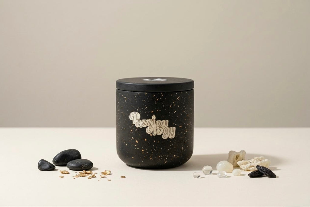 ANOUD Oud & More black speckled candle jar with lid
