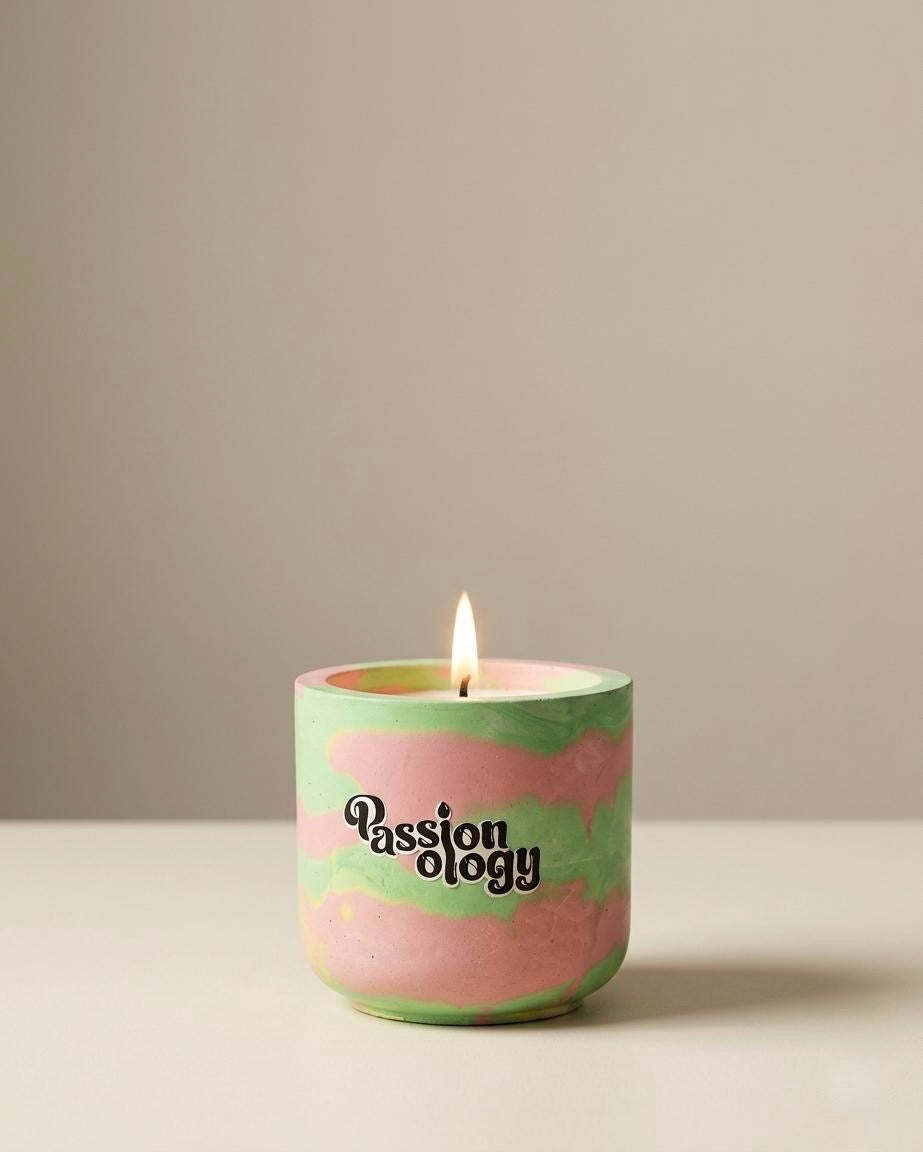 MELON Watermelon candle lit in pink and green marble jar