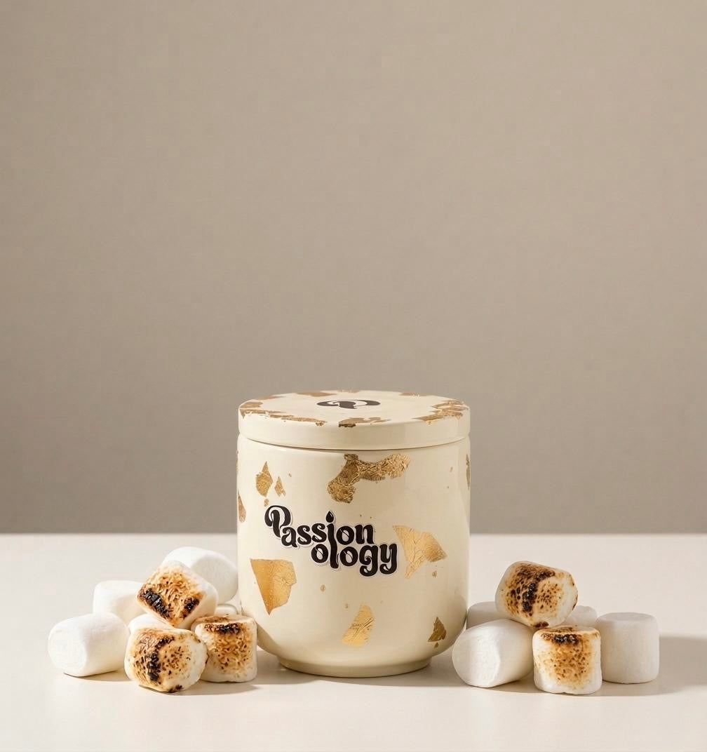 ORLA Marshmallow candle jar with toasted marshmallows